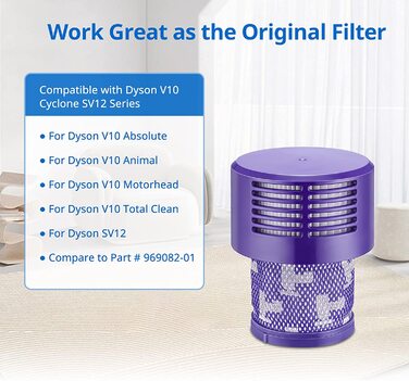 Фільтр для Dyson V10 SV12 - jorair миється Змінний фільтр для Dyson V10 циклонна серія, V10 абсолютний, V10 тварина, V10 повністю чистий, V10 головка двигуна, SV12, заміна запчастин для пилососа dy-969082-01 (3 шт.)