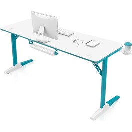 Ігровий стіл Devoko, кабельна система, гачок для навушників, підставка для чашки, білий, 160x60 см