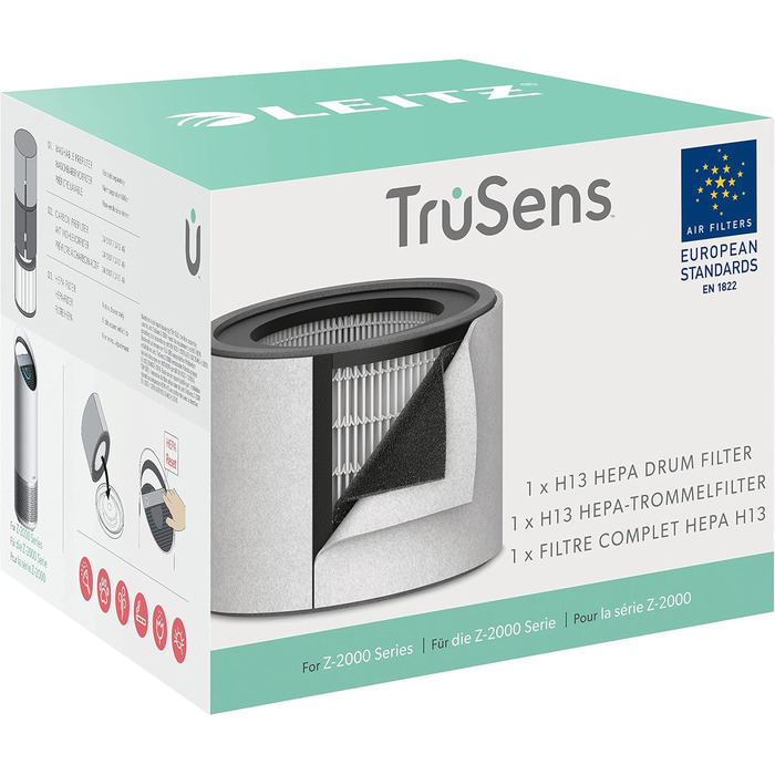 Повітряний фільтр Leitz TruSens Z-1000: захист від вірусів, алергенів та пилу. UV-C лампа, для приміщень до 23 м²