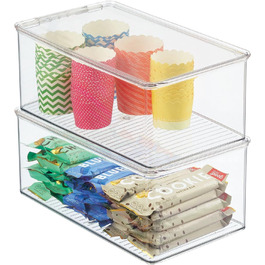 Кухонний органайзер mDesign - штабельовані банки для зберігання - пластик без вмісту BPA - відкидна кришка - прозора (60 символів)