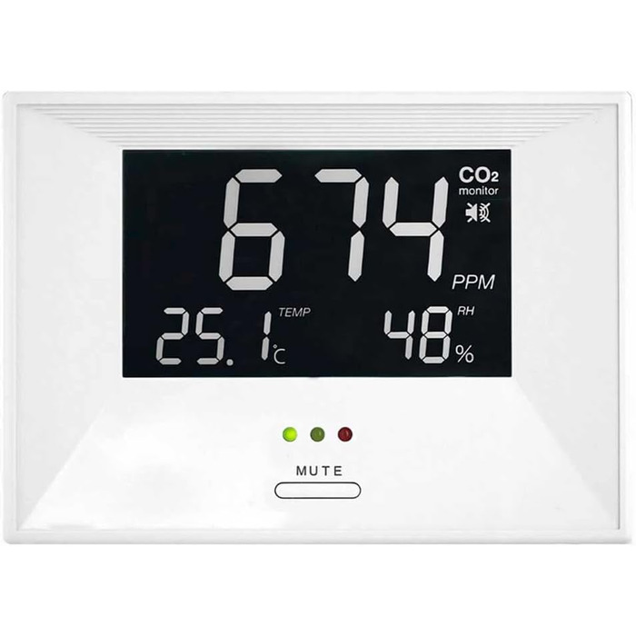 Вимірювач CO2 Dostmann TFA 31.5003 AIRCO2NTROL LIFE з датчиком температури та вологості, з функцією оповіщення, білий