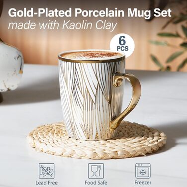 Набір кавових чашок Cappuccino ONEMORE (4 шт.) з блюдцями, 190 мл, для еспресо, кави та мокки, кремовий колір