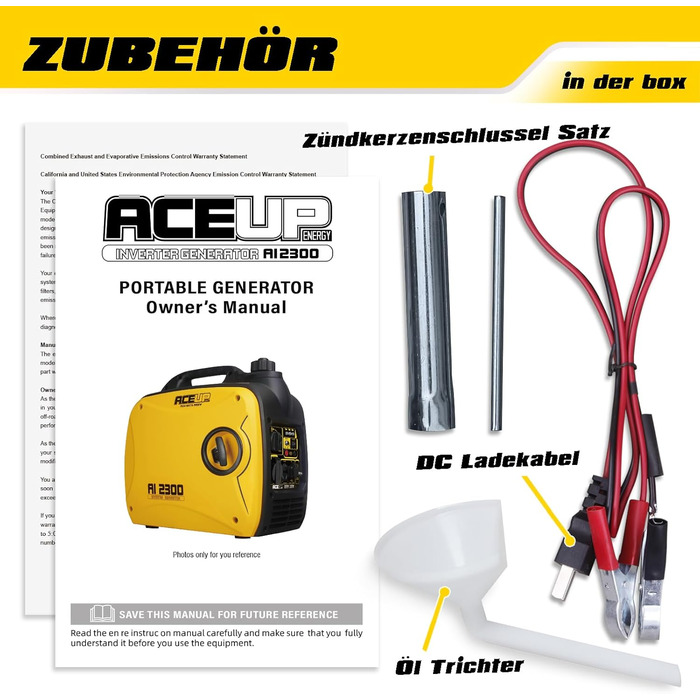 Інверторний генератор Aceup Energy 2000W: тихий бензиновий генератор з USB та 230V/12V розетками, 4-тактний двигун, 19,8 кг