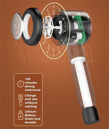 Бритва для ворсу QSLKI, засіб для видалення ворсу для різних тканин, ТРИ леза, індикатор живлення, елегантна металева кришка, акумуляторна електробатарея USB, видалення флісу для гоління сивушного помелу (білий)