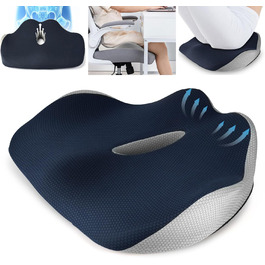 Подушка для сидіння Fwiull з Memory Foam: ергономічна, для авто, софи, офісу (темно-синій)