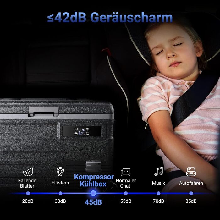 Холодильник автомобільний компресорний AAOBOSI з Wi-Fi керуванням, 45L, -20°C, чорний