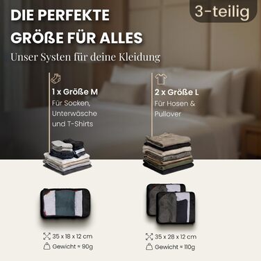 Набір компресійних органайзерів для одягу в подорожі Packing Cubes, 3 предмети (Desert Whisper - Бежевий) — аксесуари для валізи, рюкзака та кемпінгу