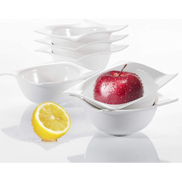 Ванкассо Лоліта порцелянові миски, миски для пластівців з 6 предметів, миска для пластівців, миска для десертів, Біла