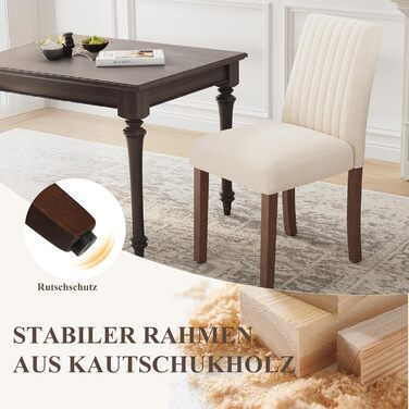 COLAMY Комплект обідніх стільців для їдальні, 6 шт., з м'якою оббивкою, спинкою, для кухні, ресторану (бежевий)