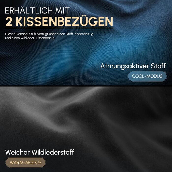 Dowinx Ігровий крісло, дихаючий офісний стілець з високоякісного матеріалу, ергономічний PC стілець з 4D підлокітниками, регульований і поворотний ігровий стілець з підніжкою, блакитний