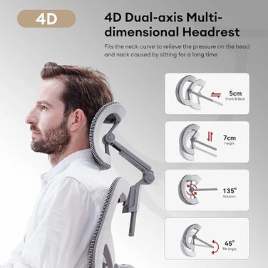 Крісло офісне MUSSO X700 з GlideTrack-підтримкою попереку, 6D-підлокітниками, 4D-підголівником, колісним основанням та підставкою для ніг – інтелектуальний комфорт для роботи, навчання та геймінгу (темно-сірий)