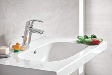 Змішувач для ванної кімнати Grohe Eurosmart, економічний, хром, з витяжною пробкою, 17 см, проста установка