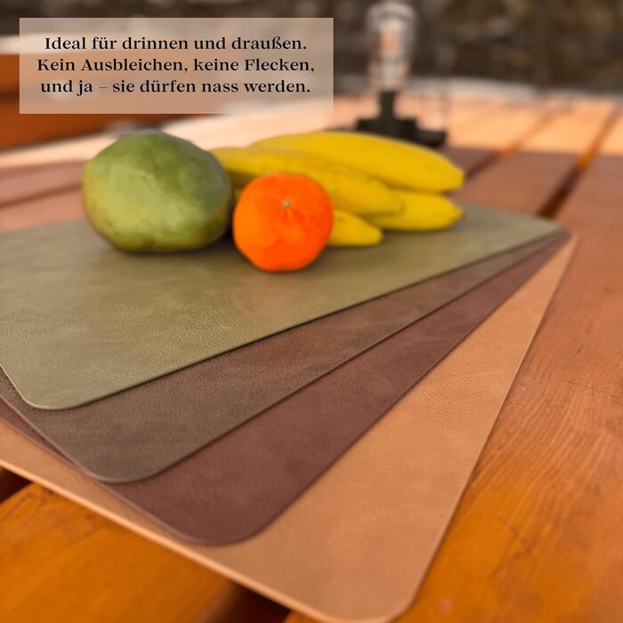 Набори підставки під тарілки Amber&Bee Lederoptik, 6 шт., миючіся, колір каштанове дерево