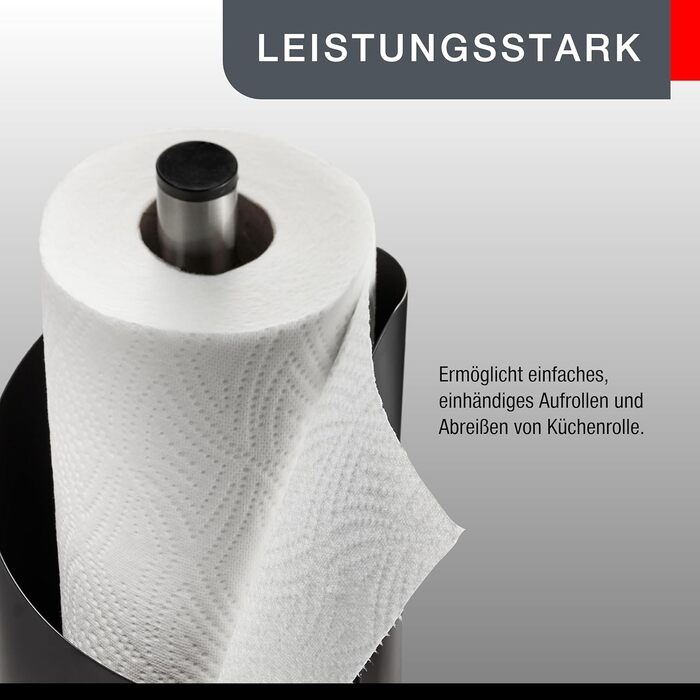 Тримач для паперових рушників GEFU Curve, чорний матовий stainless steel, стійка основа, для рулонів до 13 см, висота 30 см