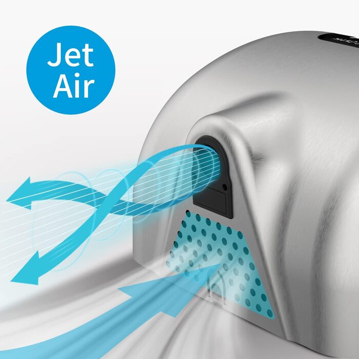 Електричний сушар для рук AIKE AK2800B ECO з сенсором, HEPA-фільтром та з нержавіючої сталі, 10-15 сек сушіння, екологічний