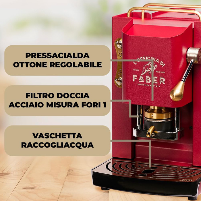 Кавомашина Faber Pro Deluxe з міді та вафельниця з Ese Paper 44 мм (Червоний)