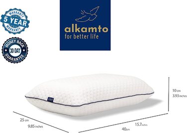 Ортопедична подушка Alkamto з ефектом пам'яті 40x25x10 см біла