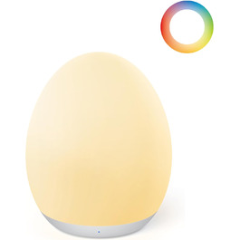 Нічник дитячий JolyWell з 8 режимами зміни кольору та регулюванням яскравості, перезаряджуваний нічник-яйце з таймером 1 година та сенсорним керуванням, білий