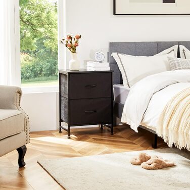 Набір приліжкових тумбочок DUMOS, 2 шт. з шухлядами, стилі індустріальний, для спальні, вітальні, дитячої, передпокою, білий/чорний