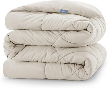 Ковдра CozyLux 200x200 см для всіх сезонів, ковдра з мікрофібри 300gsm, дихаюча ковдра, білий/бежевий (155x220 см)