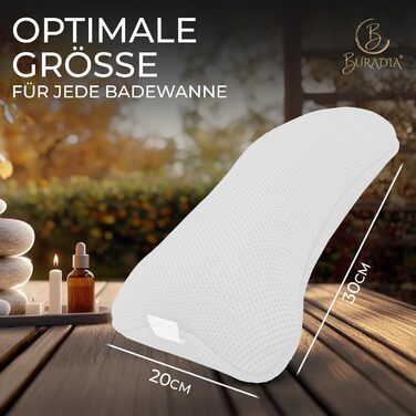 Подушка для ванни з сіткою для прання - Максимальний комфорт та розслаблення з новітньою технологією Air Mesh - Подушка для ванни з 4 міцними присосками - Підтримка шиї/голови (Білий)