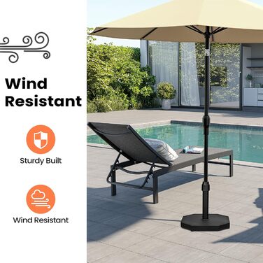 Підставка для парасольки на терасу, 18.6 кг, на колесах, чорна. Міцна підставка для маркетного парасоля, для вулиці, підійде для деку, басейну, двору.