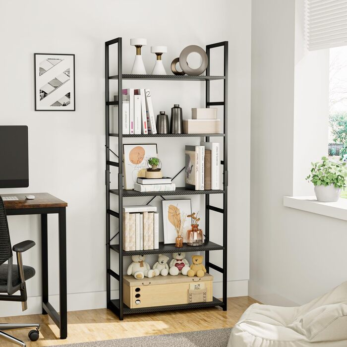 Стелаж OTK з 5 полицями, високий, для офісу та дому, білий (Carbon, 5-Shelf)