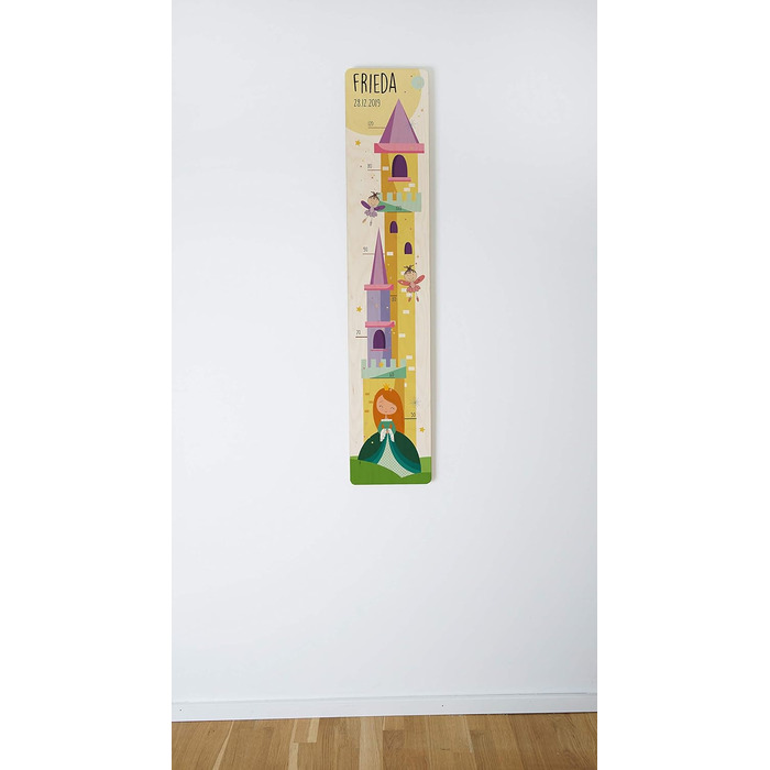 Вимірювальна палиця Holzura дитяча дерев'яна, вимірювальна палиця з іменем для дитячої кімнати, подарунок на день народження для хлопчика та дівчинки, дитяча вимірювальна палиця для вимірювання зросту (принцеса, натуральне дерево)