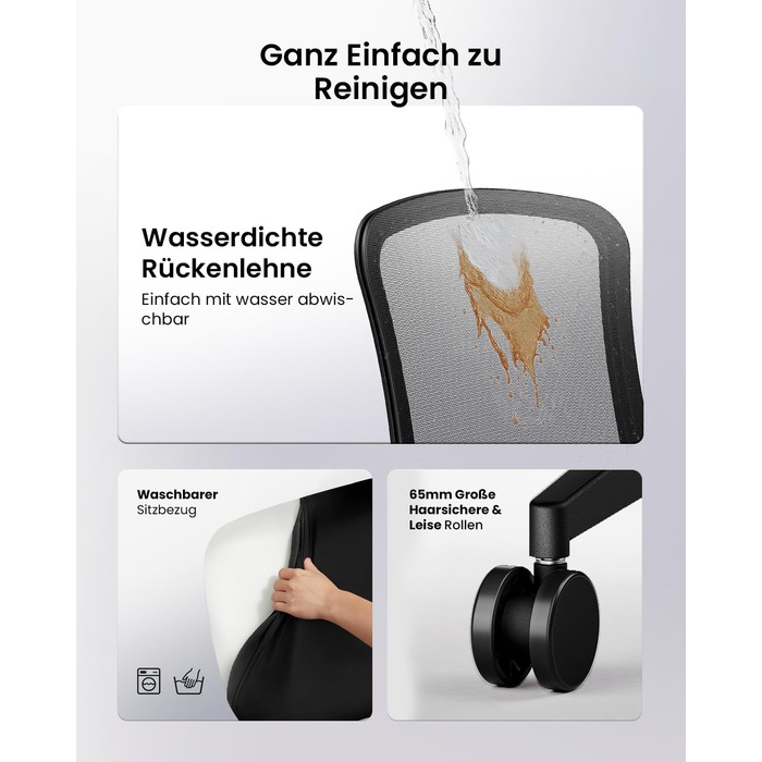 Офісний стілець ProtoArc Flexer ергономічний чорний з регулюванням глибини сидіння та дихаючою сітчастою спинкою для дому та офісу