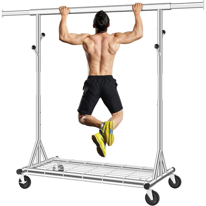 Металевий вішак для одягу на коліщатках FAVOOOSTY, 200 кг, мобільний, швидка установка, 1 стійка