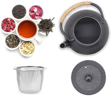 Чайник Webao з чавуну, японський чайник Tetsubin, чайник з ситечком з нержавіючої сталі (600 мл)