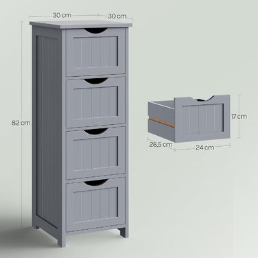 Шафка для ванної кімнати WOLTU, вузька, з 3 висувними ящиками, 32 x 30 x 81 см, для ванної, вітальні, спальні, кухні, сучасний дизайн, білий колір, BZS123ws
