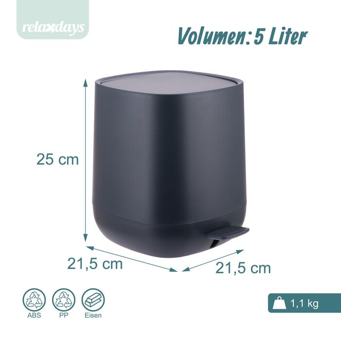 Відро для сміття Relaxdays 5 л з м'яким закриттям