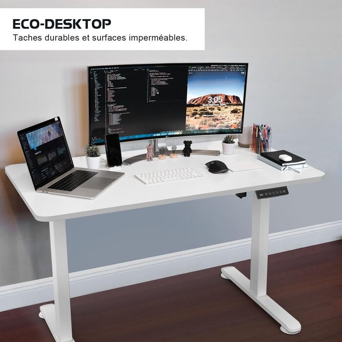 Регульований стіл Homall 100x60 см з USB-портом, комп'ютерний стіл для дому та офісу, ергономічний (білий)