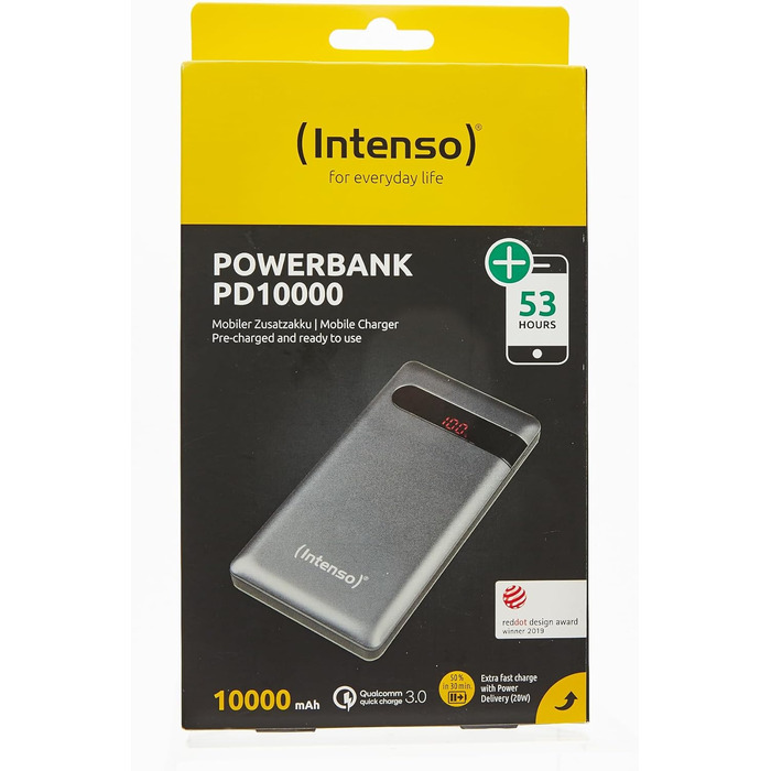 Зовнішній акумулятор з Power Delivery & Quick Charge 3, чорний, 7332330 Powerbank PD 10000mAh