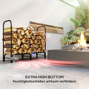 Полиця для дров Outsunny 120x36x99 см Полиця для дров з брезентовою сумкою для перенесення 600D Оксфорд водовідштовхувальний чохол для садового патіо металевий чорний