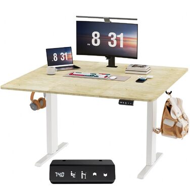 Регульований по висоті письмовий стіл для дому та офісу з пам'яттю на 2 пресети, стіл для ігор та роботи, колір вінтажний коричневий (100 x 60 см)