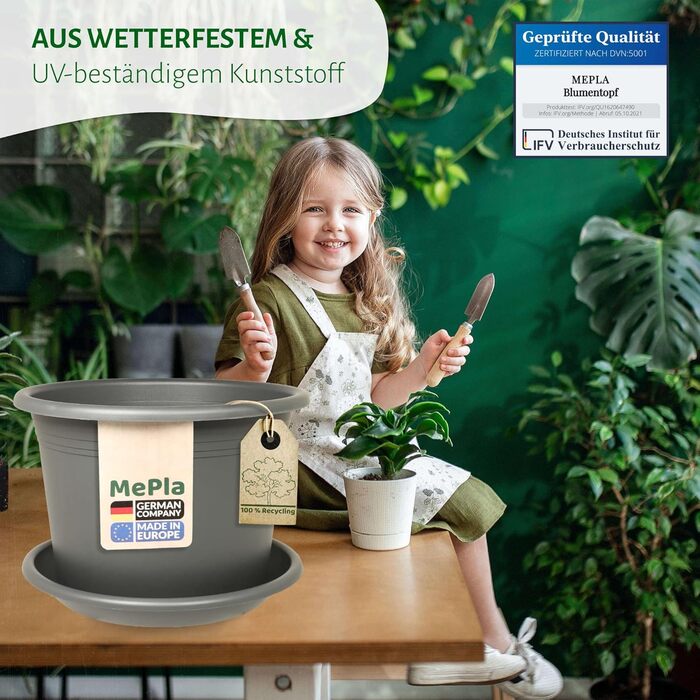 Квітчар/Горщик для рослин Cylindro, ø60 см + підставка ø58 см, антрацит, стійкий до погодних умов, з UV-стійкого пластику. Комплект горщика ø60 + підставка ø58 см, антрацит