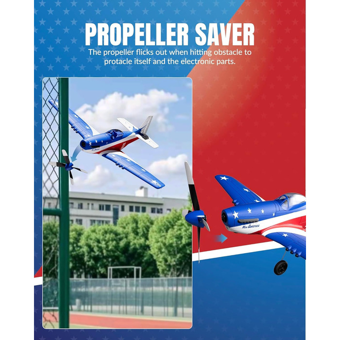 Літак на радіокеруванні VolantexRC 761-5 P-51 Mustang RTF 4-канальний, з Xpilot стабілізацією, для початківців, готовий до польоту