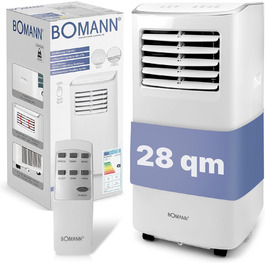 Кондиціонер Bomann, кондиціонер 3в-1 для охолодження, осушення та вентиляції, мобільний кондиціонер тихий з потужністю охолодження 7,000 BTU, мобільний кондиціонер зі шлангом і таймером відпрацьованого повітря, CL 6061 CB, білий