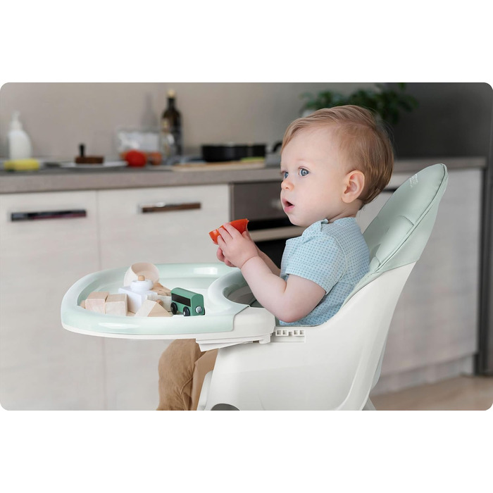 Дитячий стільчик для годування Ricokids 3 в 1, від 6 місяців, з регулюванням висоти, з підносом, колір бежевий (зелений)