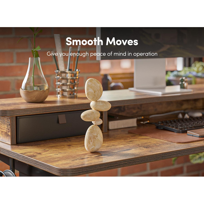 FEZIBO Регульований за висотою електричний стоячий стіл з подвійним ящиком, 120 x 60 см, офісний стіл для дому, стіл-трансформер, комп'ютерний стіл, коричневий 120 × 60 см, коричневий