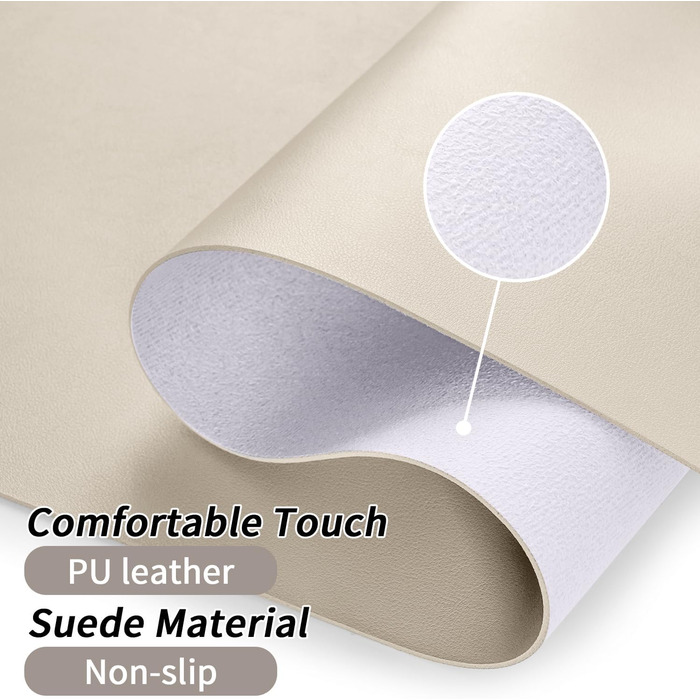 Килимок на стіл Niviy з екошкіри XXL (120x60 см), водонепроникний килимок для миші та захисна підкладка для офісу та дому, бежевий