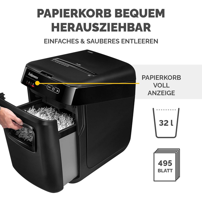 Fellowes Autofeed Aktenvernichter AutoMax 90M: Шредер для документів, автоматичний, офісний, Fellowes