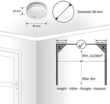 Датчик диму ELRO FS1801 - 10 шт. Відповідає стандарту EN14604