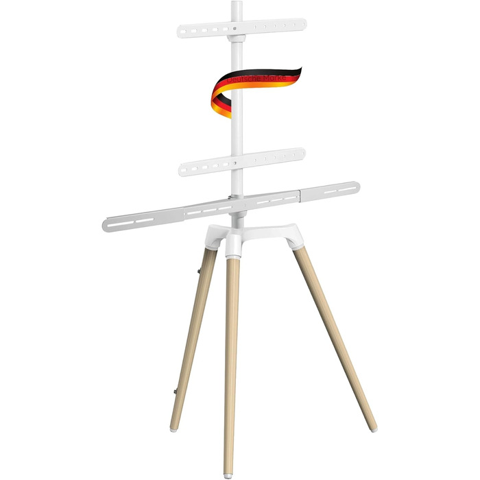 Підставка для телевізора Schwaiger 658200: дерев'яна стійка-монопод для телевізорів до 65 дюймів, до 35 кг, з кріпленням для саундбару, білий/бук, справжнє дерево, преміум-якість