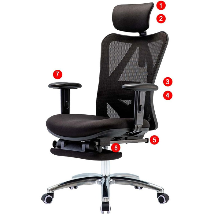 Офісний стілець Mendler HWC-J86, ергономічний, регульована поперекова підтримка, до 150 кг, оранжевий (з підніжжям, чорний)