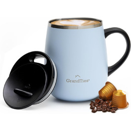 Термокружка Grandties з кришкою-ковзанням - 480 мл, з подвійних стінок з нержавіючої сталі, для гарячих та холодних напоїв | Зручний дизайн з ручкою, захист від розливання