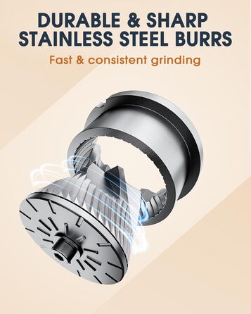 Ручна кавомолка з нержавіючої сталі з конічним жорном, 40 налаштувань, об'єм 30 г, для еспресо, френч-пресу, подорожей