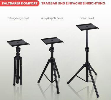 Підставка для колонок Pyle, регульована висота 66-132 см, універсальна, для студійних моніторів, міцність 40 кг, пара